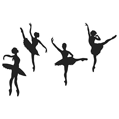 Amaonm Creative Dancing Girls Wall Decals Removable Vinyl Black DIY Ballet Girl Wall Art Decor Stickers for Nursery Rooms Girls Bedroom Living Room Women Ballerina Teens Room Wall Decoration (Black)