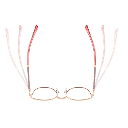 kachawoo Anit Blue Light Glasses Large Cat Eye Metal Glitter Frame Computer Glasses for Women Boys Eyewear with Blue Ray Lens (Gold with Clear)