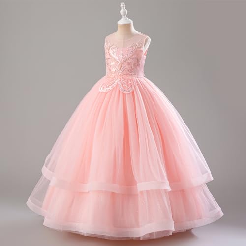 IDOPIP Flower Girl Sequin Appliques Dress for Kids Wedding Pageant Party Long Gown Princess Birthday Communion Tulle Dresses2