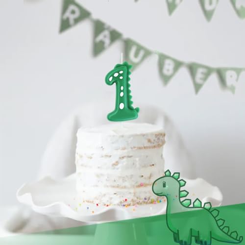 Birthday Candle 2 for Cakes, 7cm Big Size Dinasour Number Candle for Cake Decoration, Dinasour Theme Forest Theme Birthday Party, Green - Image 4