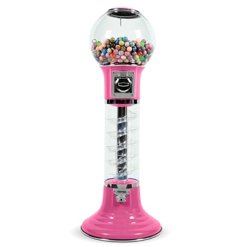 Gumball Machine with Stand - 4 FT Commercial Spiral Bubble Gum Machine - Coin Mechanism $0.25 Dispenses 1” Gumballs - Vending Machines for Kids