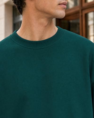 Image of Nobero Oversized Sweatshirts for Man Stylish Crew Neck | 280 GSM Rich Cotton Fleece Solid Oversized Fit Full Sleeve Sweatshirt for Men | Stylish Casual Wear Winter Sweatshirt for Men