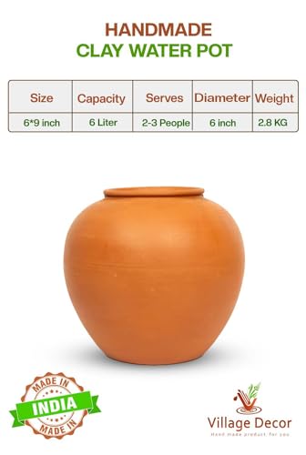 Village decor Clay Water Pot with lid (6000 ML Without TAB Model)
