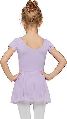 MdnMd Toddler Ballet Leotards for Girls Dance Leotards with Skirt Gymnastic Ballerina Outfit Dress Classic Short Sleeve2