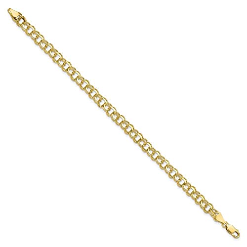 8" 10K Yellow Gold Solid Double Link Charm Bracelet #TOP1