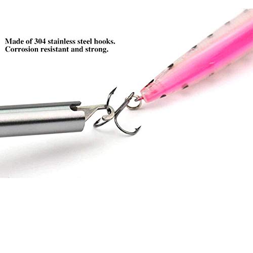 LonTime Easy Fish Hook Remover Tool - 2020 New Squeeze-Out Fish Hook Separator Tools, Portable Easy Reach Stainless Steel Fishing Hooks Extractor, Fast Decoupling, 6.69inch
