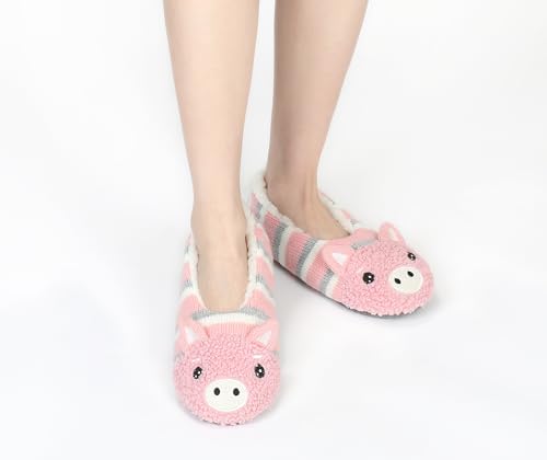 Image of DICUIRD Womens Animal Slipper Socks Non Slip Gripper House Slippers