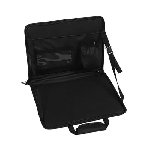 MUELODSIC レザー製折りたたみ車載小テーブル 多機能カーラップトップシェルフ 食事 作業用コンパクトトレイ 車内収納バッグ付き スペース節