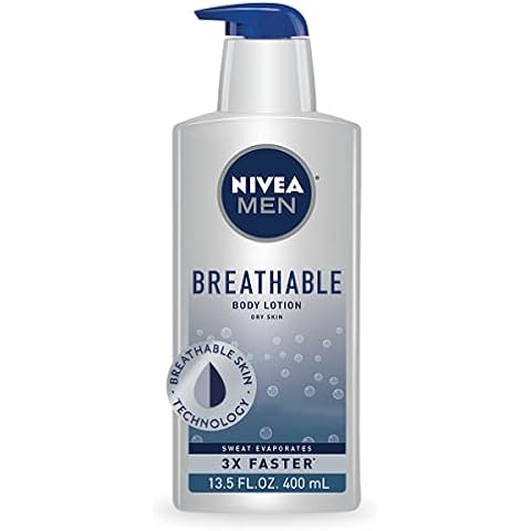 NIVEA MEN Breathable Body Lotion, 48-Hour Hydrating Lotion for Men with Breathable Skin Technology, Shea Butter, Vitamin C and Vitamin E, 13.5 Fl Oz Bottle Cover