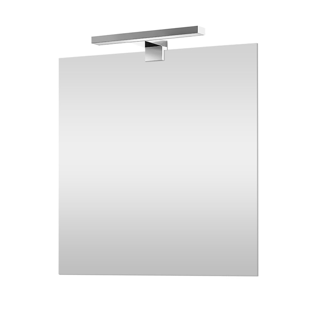 Inbagno Specchio Bagno 60x70 cm con LED 6000K Reversibile Rettangolare A Filo Lucido, Lampada Cromata, Installazione Verticale o Orizzontale, IP44