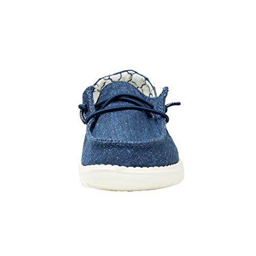 Image of HEYDUDE Girl's Wendy Youth Sparkling Denim Size 9 | Girl's Shoes | Girl's Lace Up Loafers | Comfortable & Light-Weight