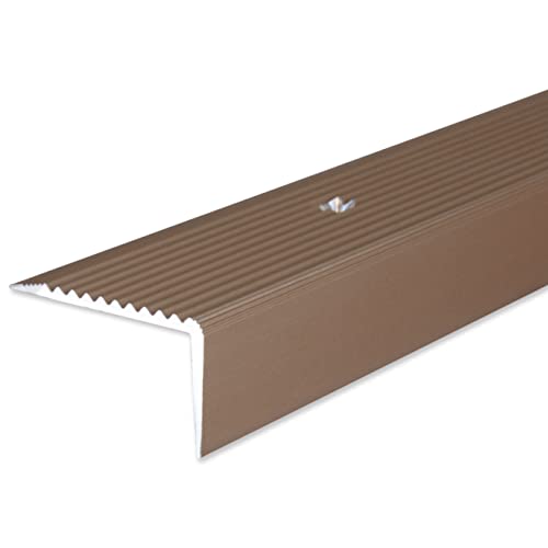 PROVISTON Perfil de borde para escaleras, 20 x 40 x 2000 mm, ángulo combinado, aluminio anodizado, bronce claro perforado