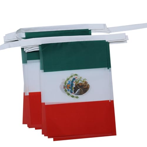 AZ FLAG - Guirlande Drapeau Mexique - 6 Mètres Avec 20 Fanions Mexicain De 21x14 cm - Petits Drapeaux 100% Polyester - 60g