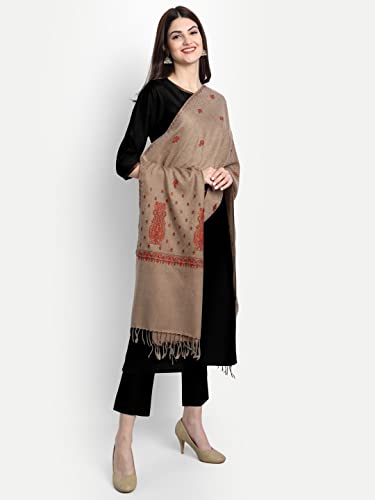 Zamour Kashmiri Embroidery Indian Paper Mache Pashmina Wool Shawl Stole Scarf for Women4