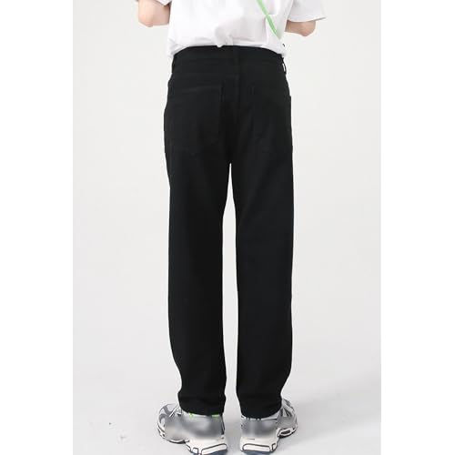 Men's Classic Rigid Jean Slim Fit Stretch Straight Leg Jeans Pants Thick Stitch Denim Pants3