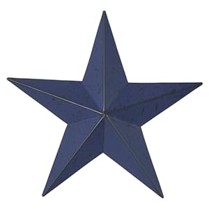 VHC Brands Patriotic Faceted Metal Star Navy Wall Hanging 8×8 Independence Day Decor American Star Design Distressed Appearance Metal Wall Hanging Star Shape Country Navy