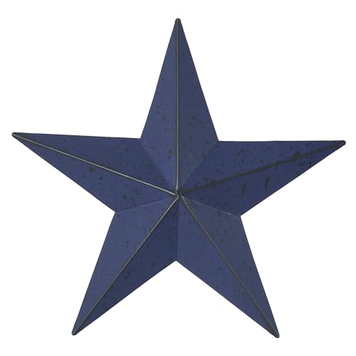 VHC Brands Patriotic Faceted Metal Star Navy Wall Hanging 8×8 Independence Day Decor American Star Design Distressed Appearance Metal Wall Hanging Star Shape Country Navy
