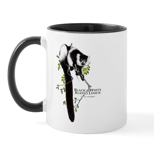 Taza de cerámica 11 oz blanca y negra miniatura 1
