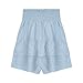 Girls Flowy Shorts with Skirt High Waisted Smocked Butterfly Shorts Kids Ruffle Athletic Skorts for Tennis Dance Blue