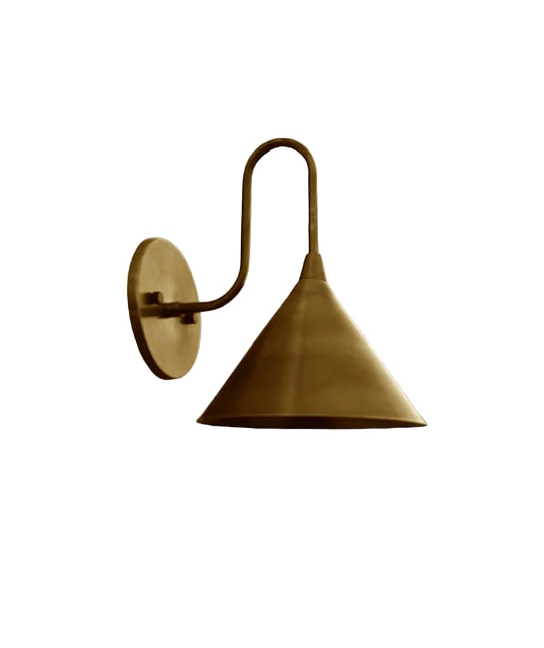 Nauticaz Raw Brass Wall Sconce Lighting, Solid Brass Wall Sconce, Mid Century Style Wall Lamp, Classic Wall Light Fixture, Plug in Wall Sconce-image-3