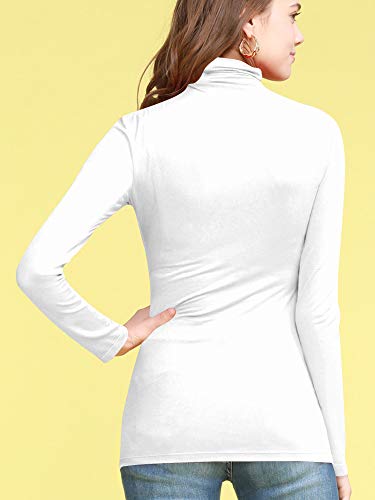 Image of Lock and Love Women's Turtleneck Top Lightweight Long Sleeve Slim Fit Pullover, Soft Rayon Stretch Layering Basic, S-3XL