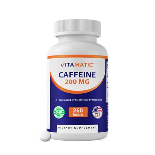 Vitamatic Caffeine Pills 200mg per Serving 250 Vegetarian Tablets