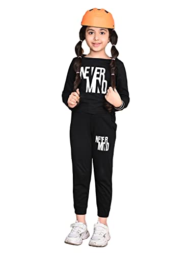 Image of LILPICKS Couture Never Mind Printed Full Sleeve Top with Jogger Set (Black)