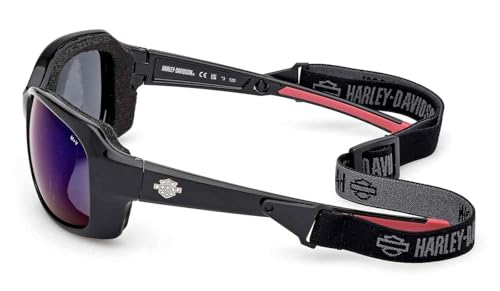 Harley-Davidson Womens Fire Bird Blue Mirror Sunglasses w/Headstrap, Shiny Black2