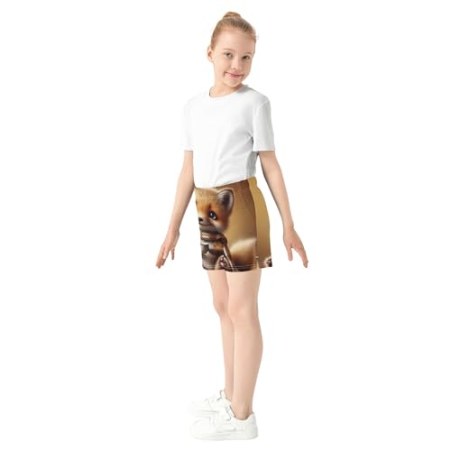 Girls Shorts Cozy Fox Coffee Time Print Cute Athletic Youth Pajama Comfy Summer Sleepwear Kids Clothes, X-Small4