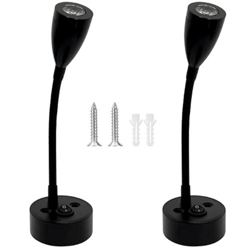 12V Short Gooseneck Light with Switch - Boat Reading Lamp Adjustable Warm Yellow Spotlight with Dimmable Button Switch Designed for RV, Caravans, Boats, Motor Homes Inside as Bedside Light 2Pcs