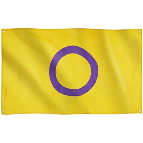 Runesol Intersex Flagge, 91x152 cm, 4 Ösen, eine in jeder Ecke, Gay Pride Flagge, LGBT+ Flagge, Pride Fahne, Premium-Fahnen für drinnen und draußen, lebendige Farben, Festival Parade Feier
