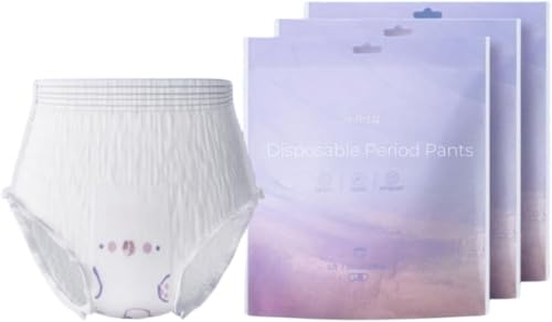 Be a better mom Soft Disposable Period Pants for Women - Leak-Proof Comfort for Heavy Flow Overnight and Postpartum Use - Hypoallergenic Period Pants for Sanitary Protection (6PCS/3Pack) (L)