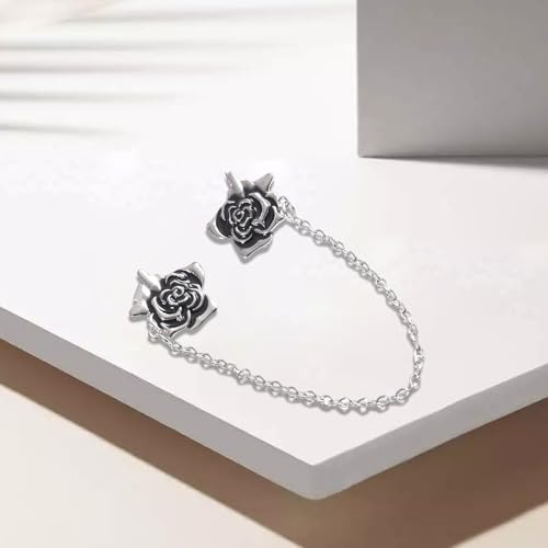 Image of Vintage Metal Rose Bee Lapel Pin for Men Collar Pins Gold Plated Silver Plated Flower With Hanging Chain Lapel Pins for Men's Suit Accessories Brooch Pin Fashion Jewelry for Men Women