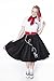 Hip Hop 50's Shop 1950s Adult 4 Piece Poodle Skirt Costume Outfit for Women with Accessories (glasses, socks, scarf) (XLarge/XXLarge, Black w/Red)