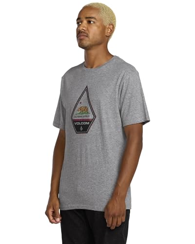Volcom Men’s California State Logo Short Sleeve T-Shirt – Cotton Crewneck Graphic Tee, Off White Heather, XX-Large - image 2