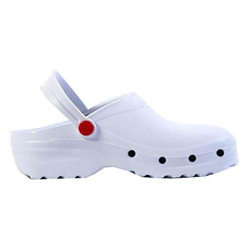 REPOSA Light One - Zuecos Sanitarios Mujer y Hombre en EVA con Suela Antideslizante y Antibacteriana, Zuecos Enfermera Anatómicos con Correa Abatible, Zapatos Sanitarios Transpirables y Ultraligeros