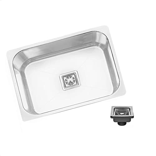 Indian Kitchen Sink || 24'' x 18'' x 9'' || Stainless Steel Square & Square Single With Ceramic Coated Bowl Kitchen Sink || 304 Grade With Glossy Finish & Ceramic Coated Stainless Steel