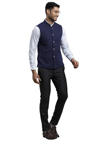 Image of Turtle Men Knitted Terylene Rayon Dobby Print Party Nehru Jacket