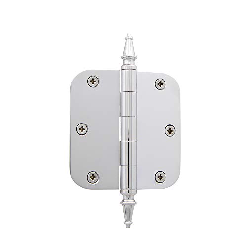 Image of Nostalgic Warehouse 746071 3.5 inch Steeple Tip Residential 5 /8 inch Radius Corners Door Hinge, Bright Chrome