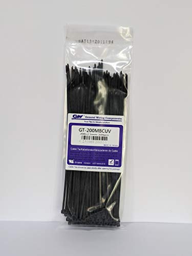 GW 結束バンド ケーブルタイ 幅2.5mm 長さ202mm 耐候 屋内外用 ブラック 100本入り GT-200MBCUV
