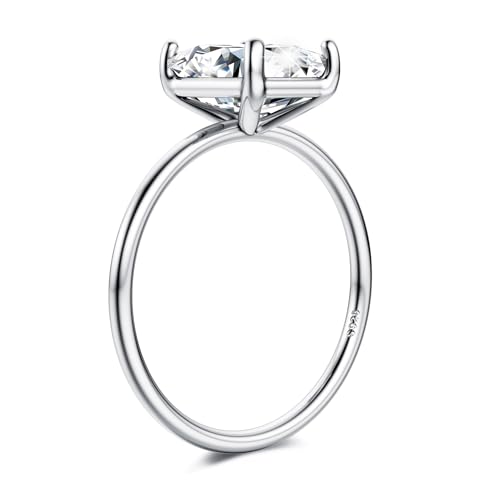 925 Gold Cubic Zirconia Engagement Promise Ring for Womens Silver Simulated Eternity Promise Solitaire Wedding Rings Bride White K Rectangular Diamond Rings for Womens Ladies Gold-62