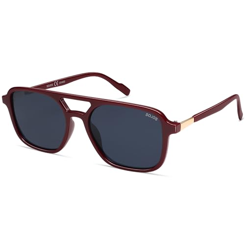Image of SOJOS Retro Aviator Sunglasses for Women Men,Trendy Rectangle Womens Mens Shades Sun Glasses SJ2202