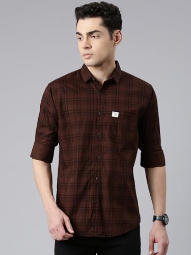 Image of Majestic Man Men's Comfort Slim Fit Pure Cotton Opaque Checked Casual Shirt