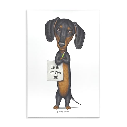 Image of Stupell Industries 'Funny Dachshund Boss', Wall Plaque Art, 13 x 19 Inches, Easy to Hang and Sturdy, Made in USA, by Danny Gordan