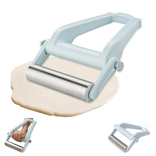 YFaith Rouleau Patisserie Ajustable en Acier Inox 304, Rouleau à Pâtisserie avec Poignée, 26,2 cm Pliable Rouleau à Pâtisserie pour Pâtisserie, Rouleau...