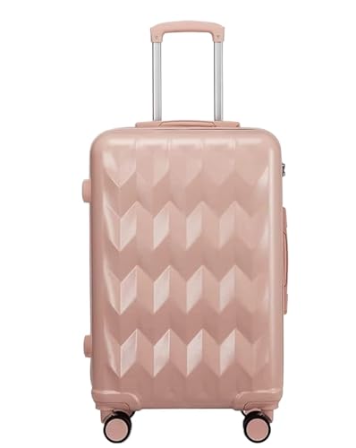 Luggage Travel Gear Hardside Expandable Luggage with Spinner Wheels, Travel Luggage Spinner Telescopic Handle(Pink,20 in)