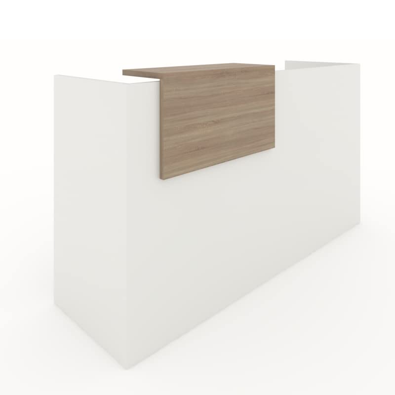 MOSTRADOR de Recepción y Oficina. Fácil Montaje. con Cierres Laterales y embellecedor Ajustable Color Olmo. Fabricado EN ESPAÑA. Envio a Toda la Península. (140x105x50 cm)