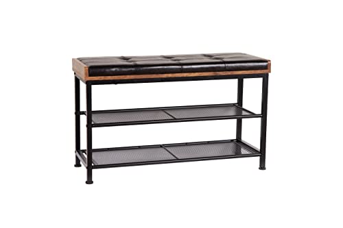 mymai HFH20-HOL Banc à chaussures avec 2 étagères et assise pour entrée Style vintage robuste