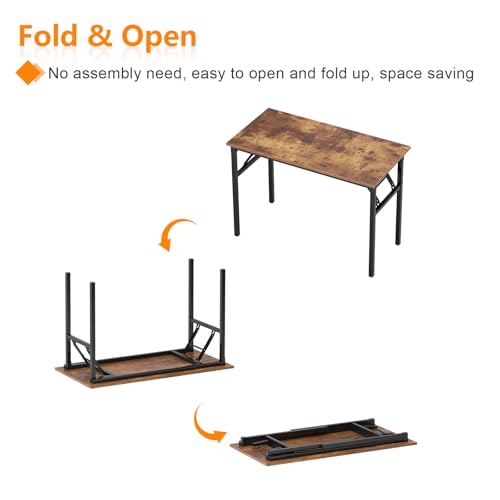 Image of Need Office Computer Desk 62 Inch Sturdy Folding Laptop Table Retro