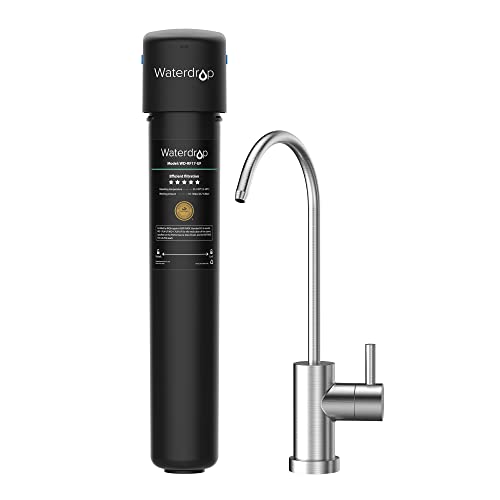 Waterdrop 0.01 μm Ultra Filtration Under Sink Water Filter System, 19K Gallons Chlorine Reduction Capacity, NSF/ANSI 42 Certified, with Dedicated Faucet, USA Tech, 17UB-UF